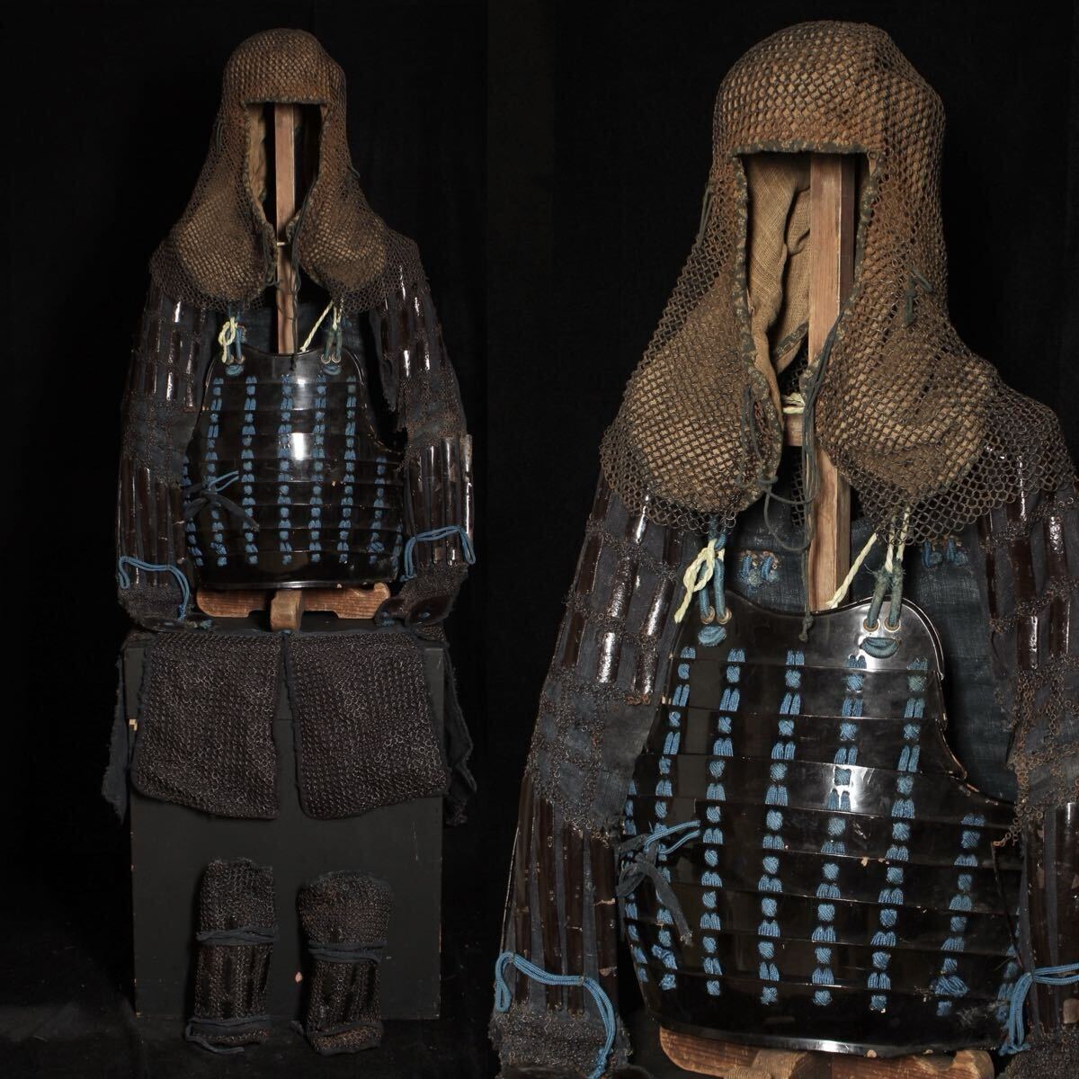 Samurai Yoroi Armor Kusari Bugu Kacchu Gusoku with Chainmail Hood | Edo Period Iron Defense Armor | Antique Japanese Martial Art