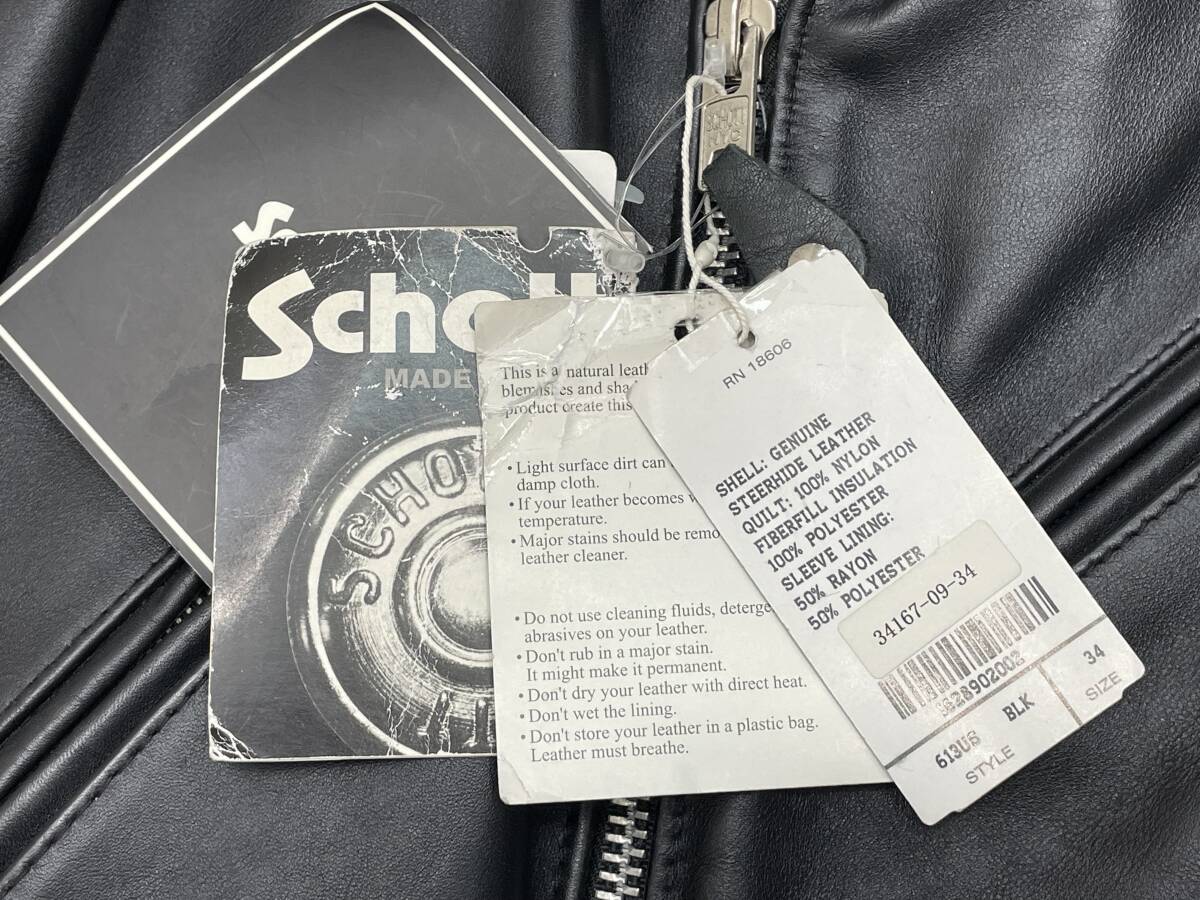Schott Von Franco 613US One Star Riders Jacket Black Steerhide Leather Bobber Demon Art USA Rare Size 34
