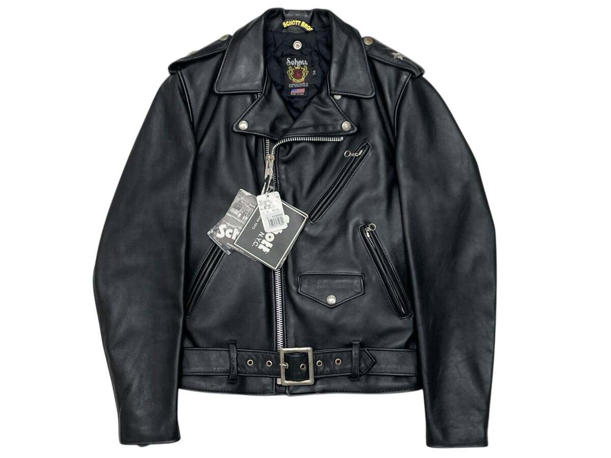 Schott Von Franco 613US One Star Riders Jacket Black Steerhide Leather Bobber Demon Art USA Rare Size 34