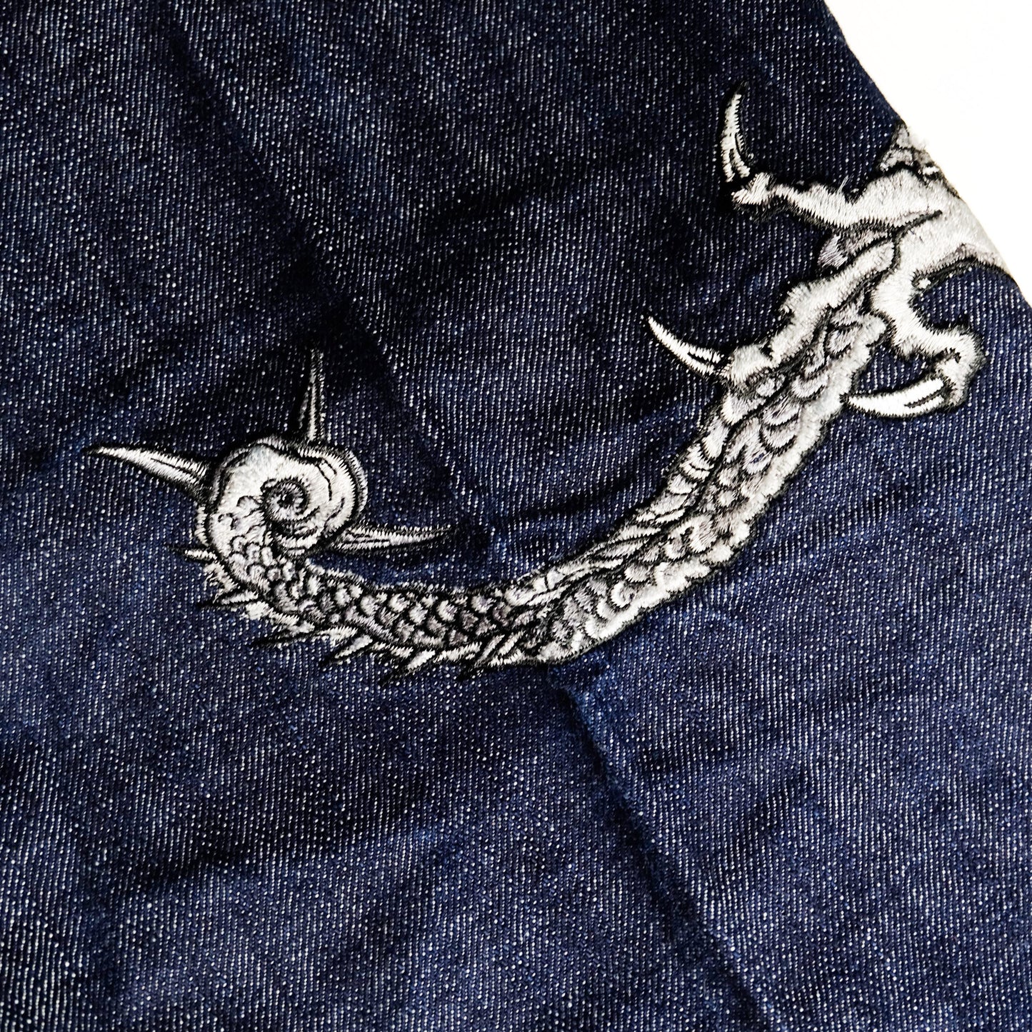 Script Original Jean Japanese Dragon Embroidered Denim Jeans | Indigo Dragon Jeans | Made in Japan | W32