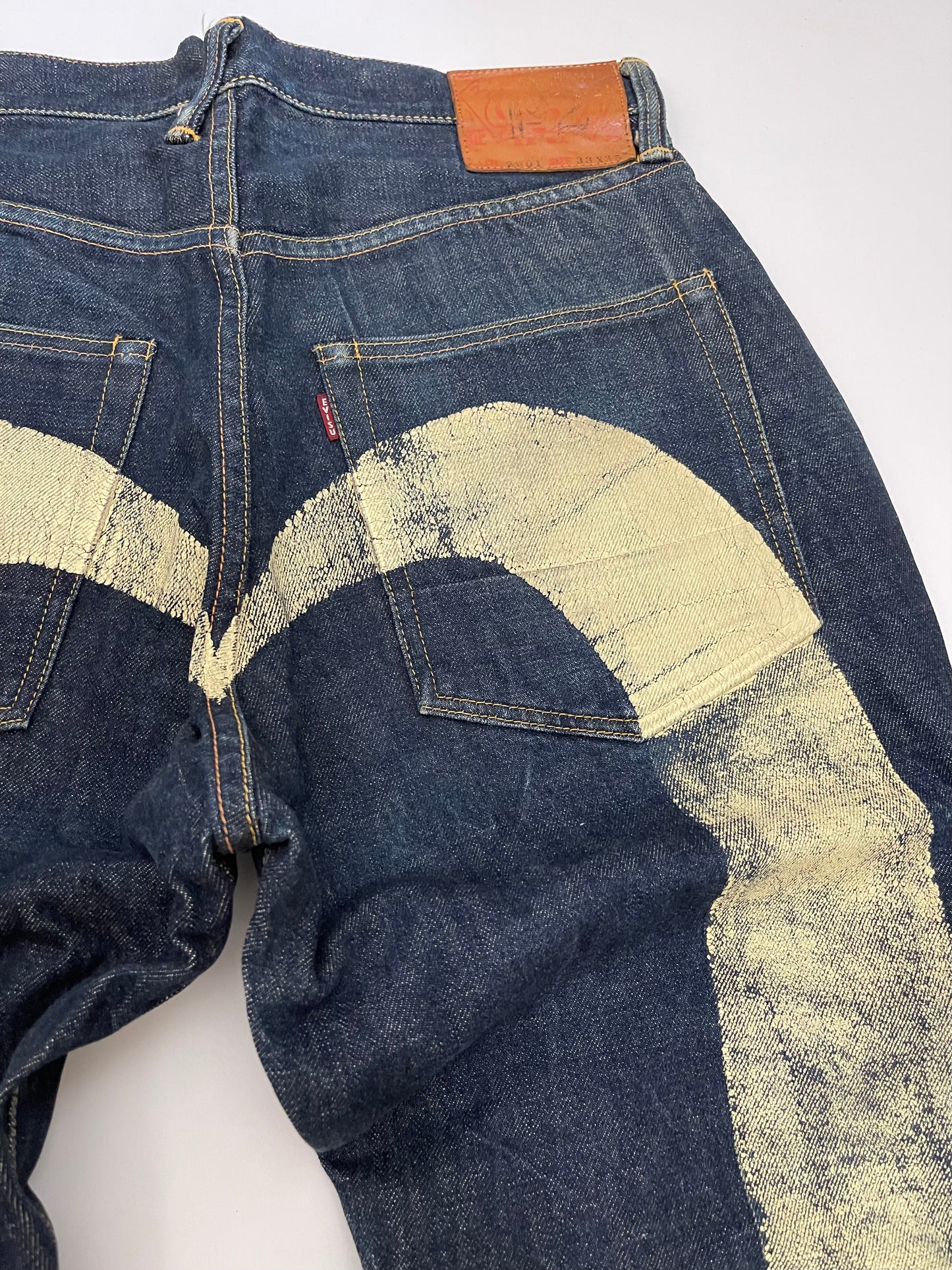 Vintage EVISU No. 2 Selvedge Jeans No. 1 Special Painted Seagull | Big Daicock Gold Gull | Made in Japan | W33