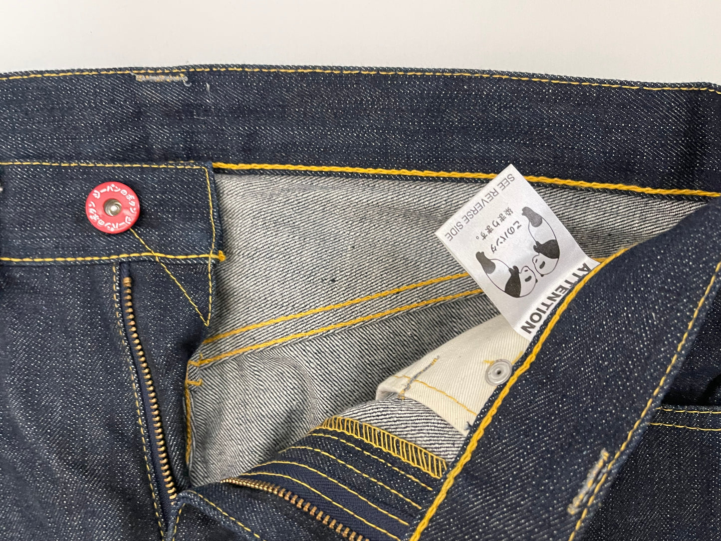 CUNE Japan Panda Appliqué Selvedge Tapered Denim Jeans | Oversized Panda Back Pockets | Made in Japan | W31