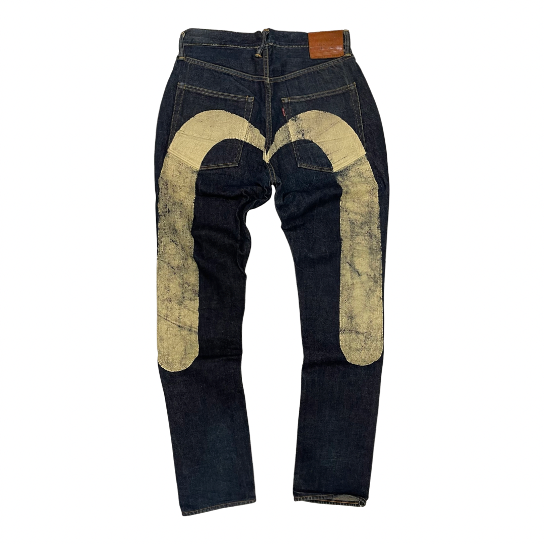 Vintage EVISU No. 2 Selvedge Jeans No. 1 Special Painted Seagull | Big Daicock Gold Gull | Made in Japan | W33