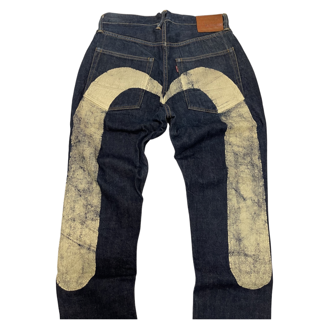 Vintage EVISU No. 2 Selvedge Jeans No. 1 Special Painted Seagull | Big Daicock Gold Gull | Made in Japan | W33