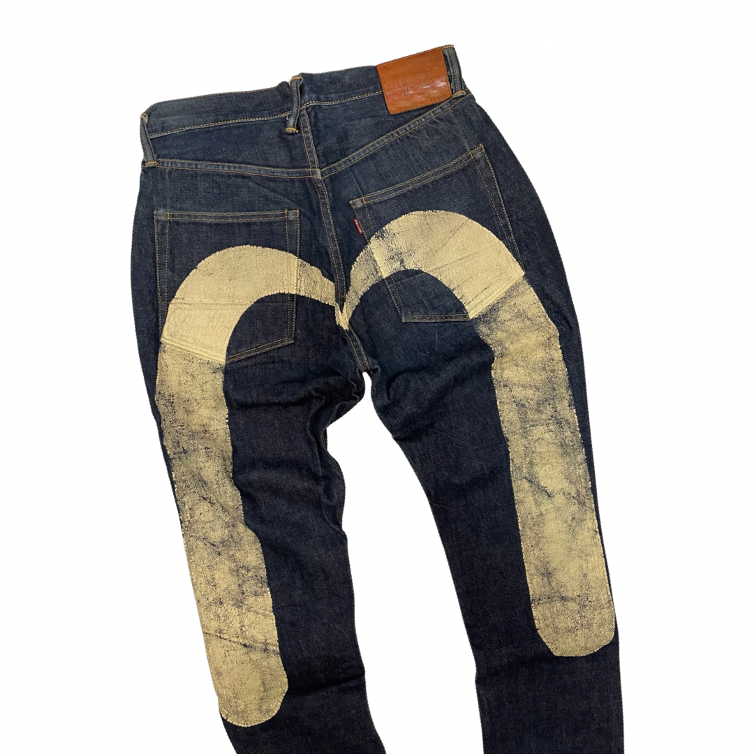 Vintage EVISU No. 2 Selvedge Jeans No. 1 Special Painted Seagull | Big Daicock Gold Gull | Made in Japan | W33