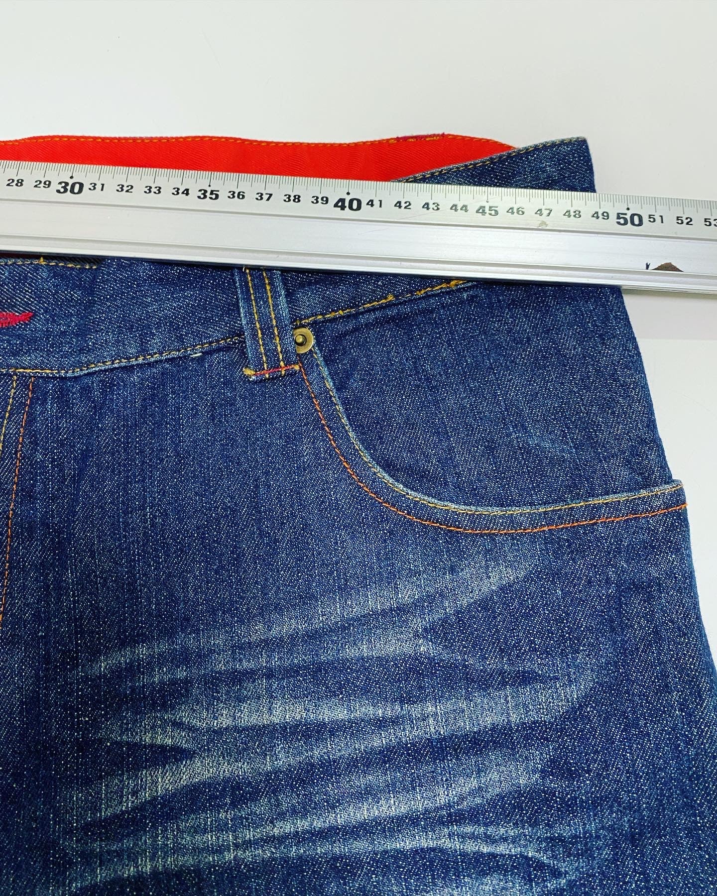 Kacho Fugetsu Japanese Dragon & Tiger Embroidered Denim Pants | Wagara Wide Leg Jeans | Japanese Tradition Denim | Size 40 (100 cm Waist)