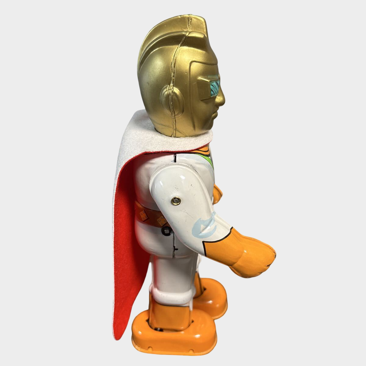 Shichiiro Kamen Tin Walking Figure — Japanese Mechanical Hero Toy