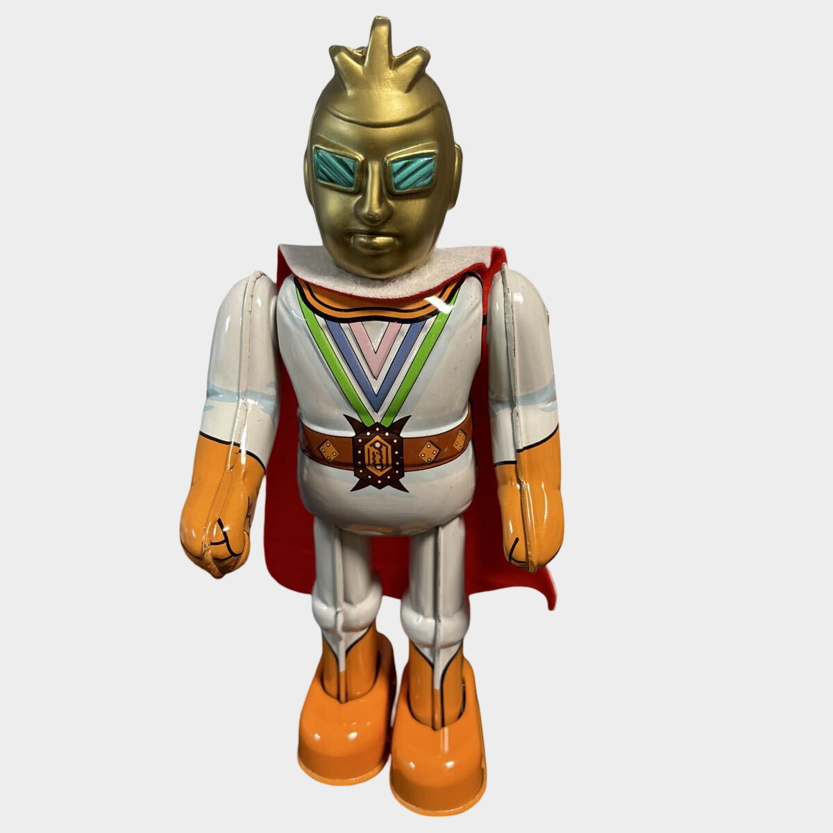 Shichiiro Kamen Tin Walking Figure — Japanese Mechanical Hero Toy