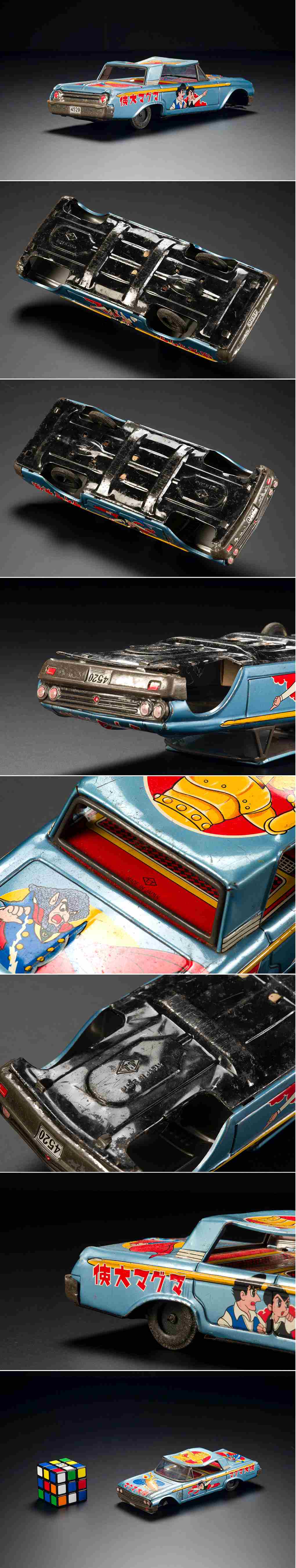 Showa Japanese Tin Magma Taishi Character Car – Large Vintage Tokusatsu Automobile