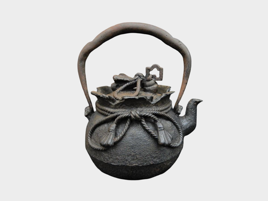 Showa Era Japanese Cast Iron Tetsubin Treasure Bag Form Retro Tea Kettle Vintage Ironware