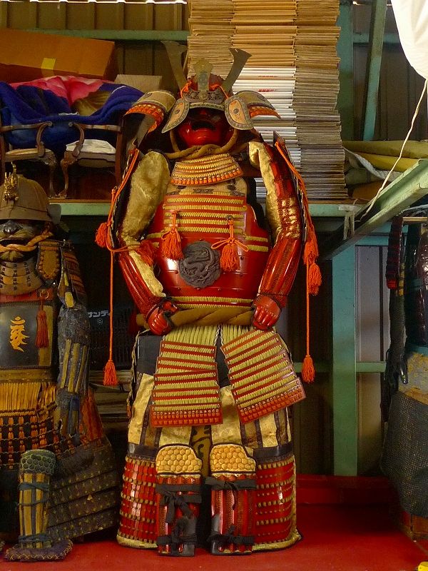 Showa Period Yoroi Armor & Samurai Armor Gusoku — Complete Yoroi Armor Ensemble with Kabuto, Lamellar Red Lacquered Do