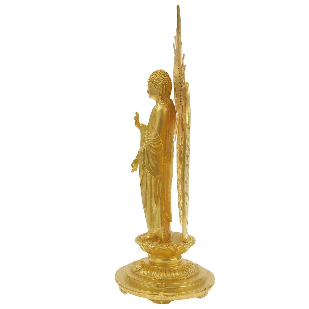 Solid K24 Yellow Gold Amida Buddha Statue — Radiant Halo Figure — High-Weight Collector-Grade Sacred Sculpture