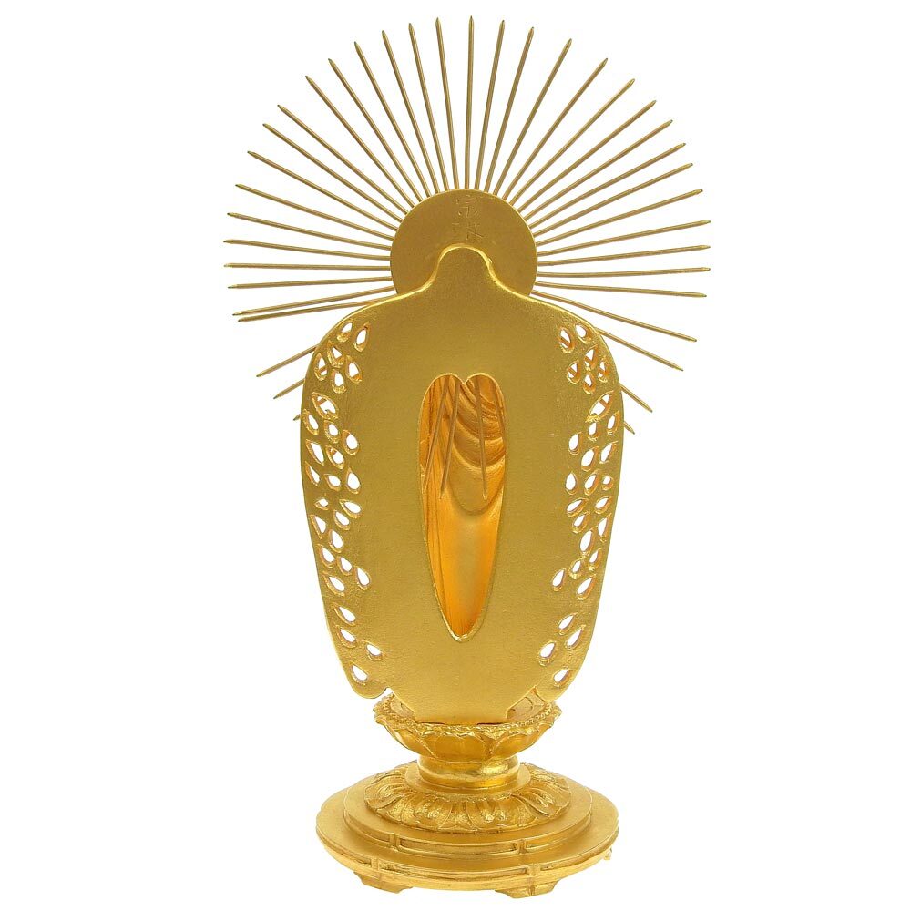 Solid K24 Yellow Gold Amida Buddha Statue — Radiant Halo Figure — High-Weight Collector-Grade Sacred Sculpture