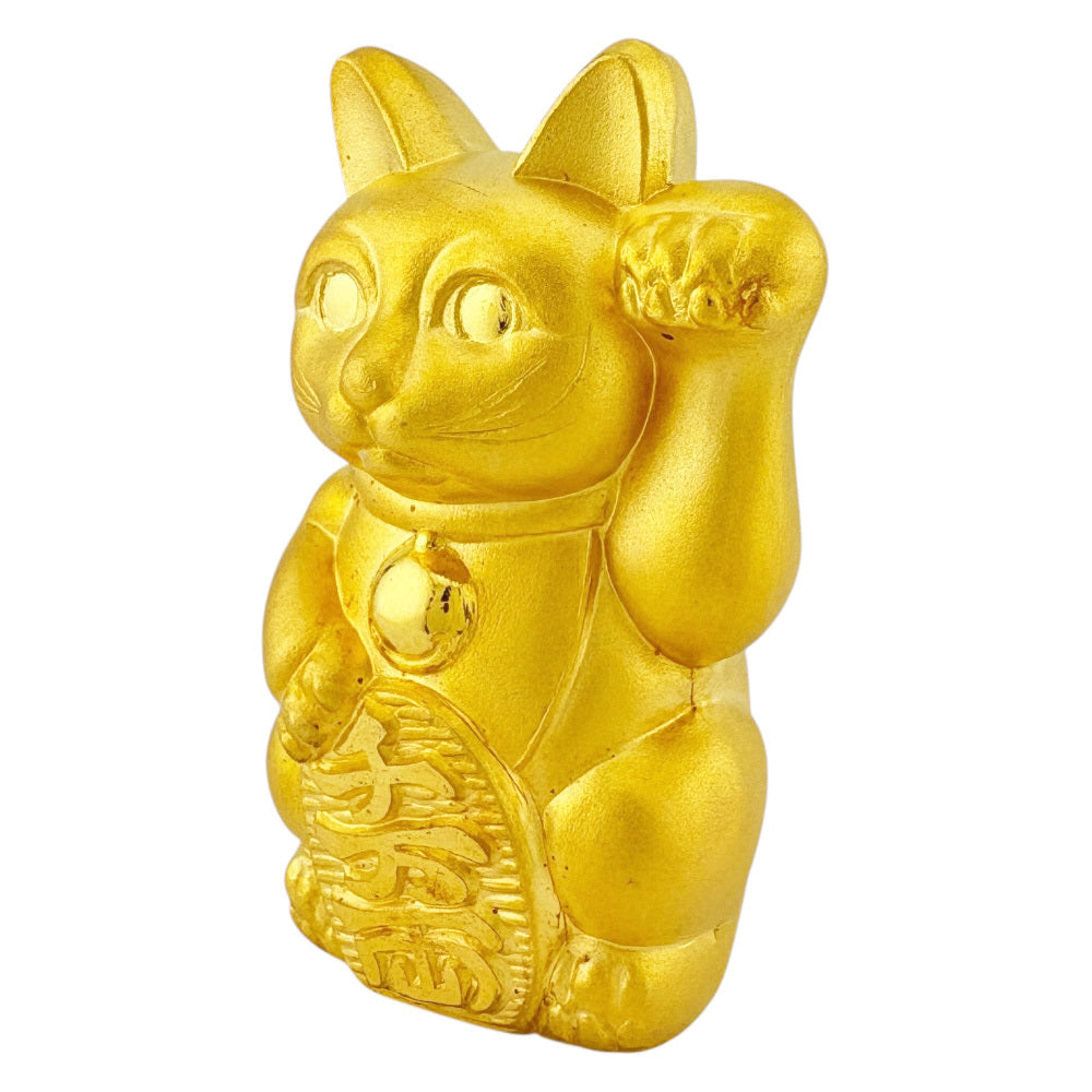 アクセサリー K24 Gold Lucky Cat Solid K24 Yellow Japan Gold Maneki-Neko — Japanese Cat Wealth
