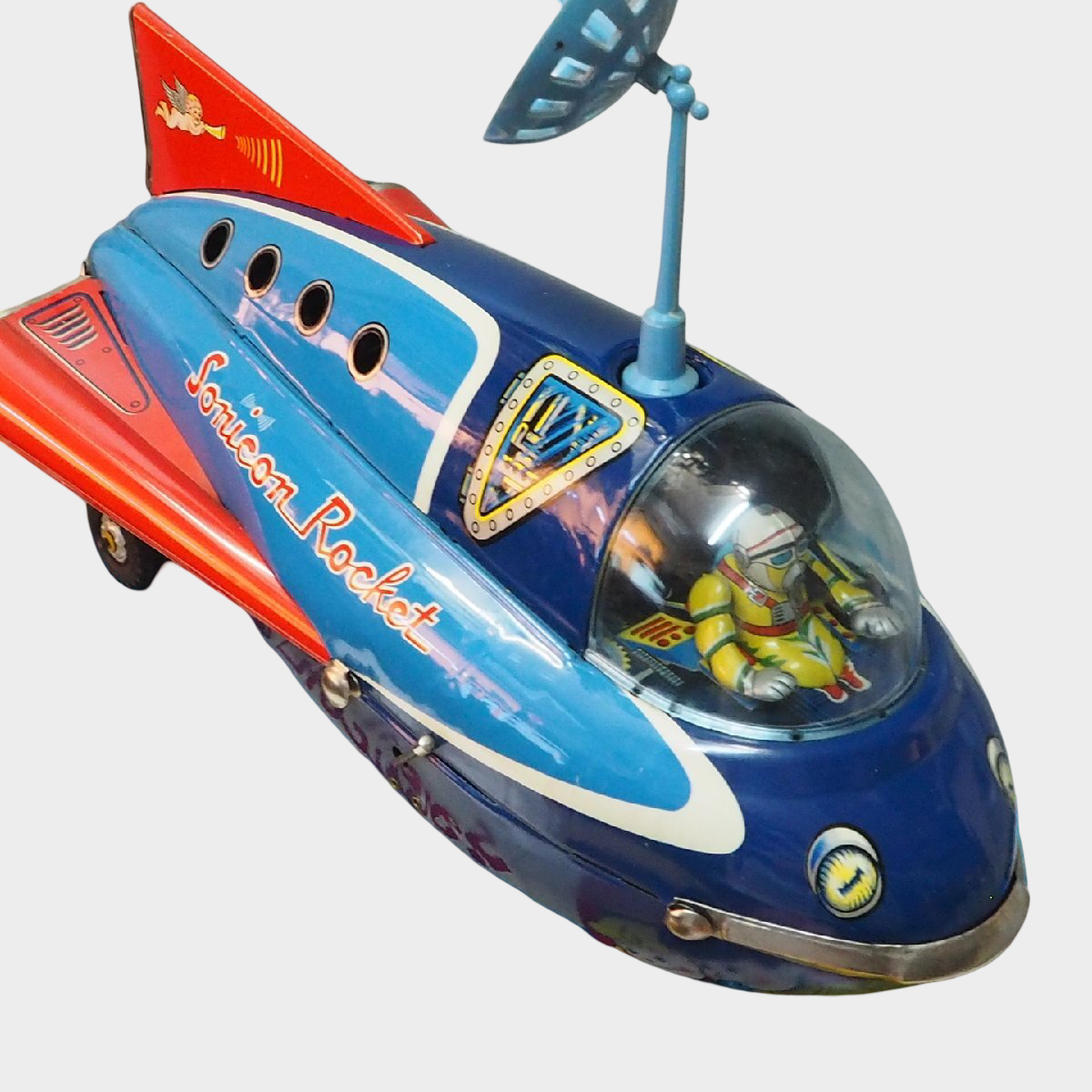 Rare Masudaya Sonicon Rocket Tin Spaceship Remote Control Space Toy Japan Vintage