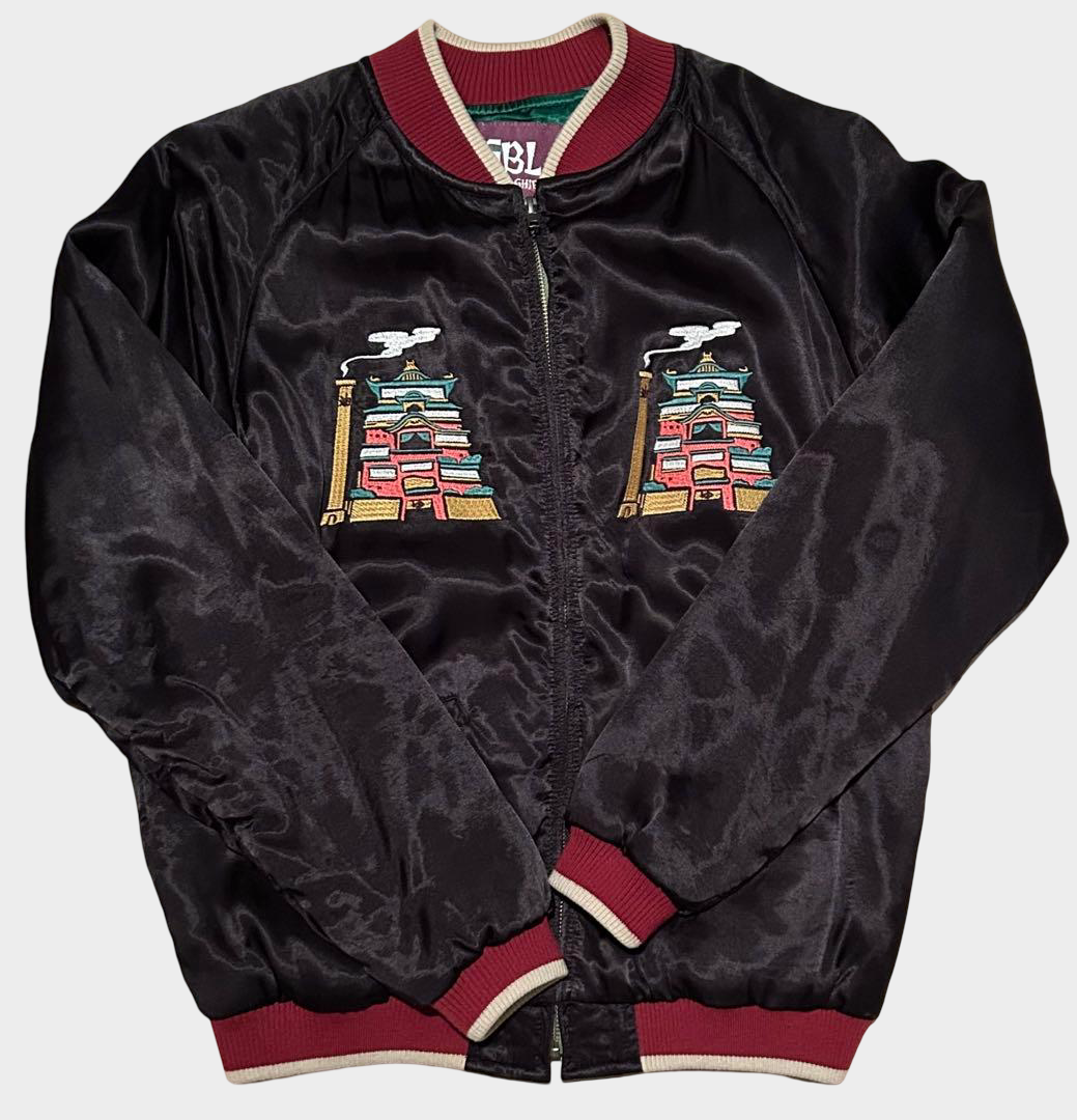 Studio Ghibli GBL Spirited Away Kaonashi 20th Anniversary Sukajan M GBL Rayon Embroidered Jacket Black