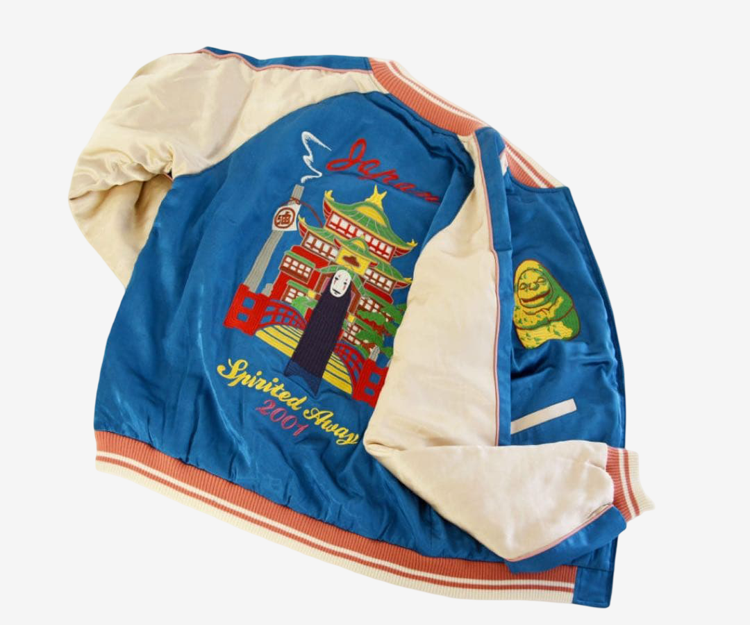 Spirited Away Sukajan Jacket Aburaya No Face GBL Early Model Embroidered Vintage Style Japan Anime Jacket