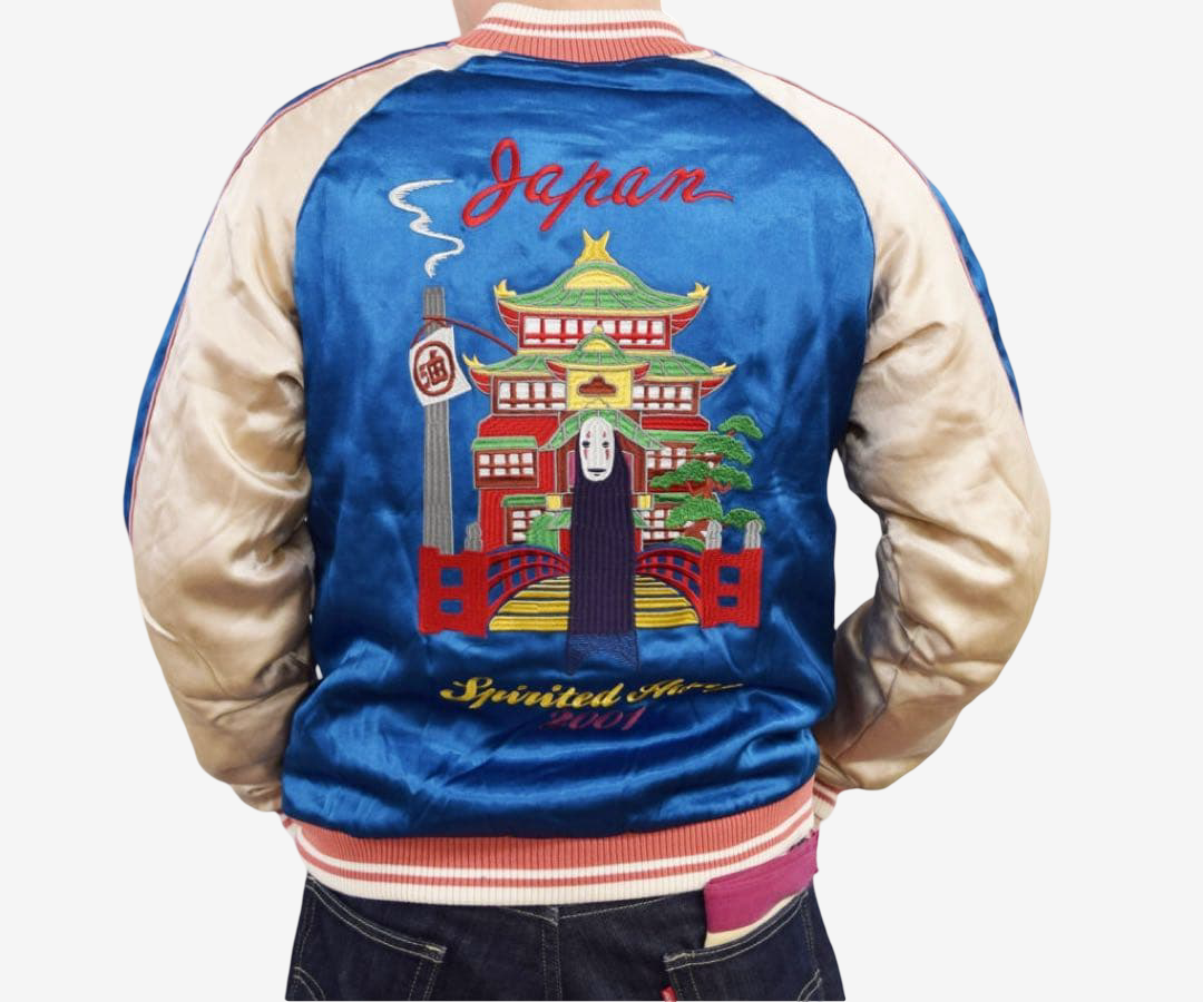 Spirited Away Sukajan Jacket Aburaya No Face GBL Early Model Embroidered Vintage Style Japan Anime Jacket