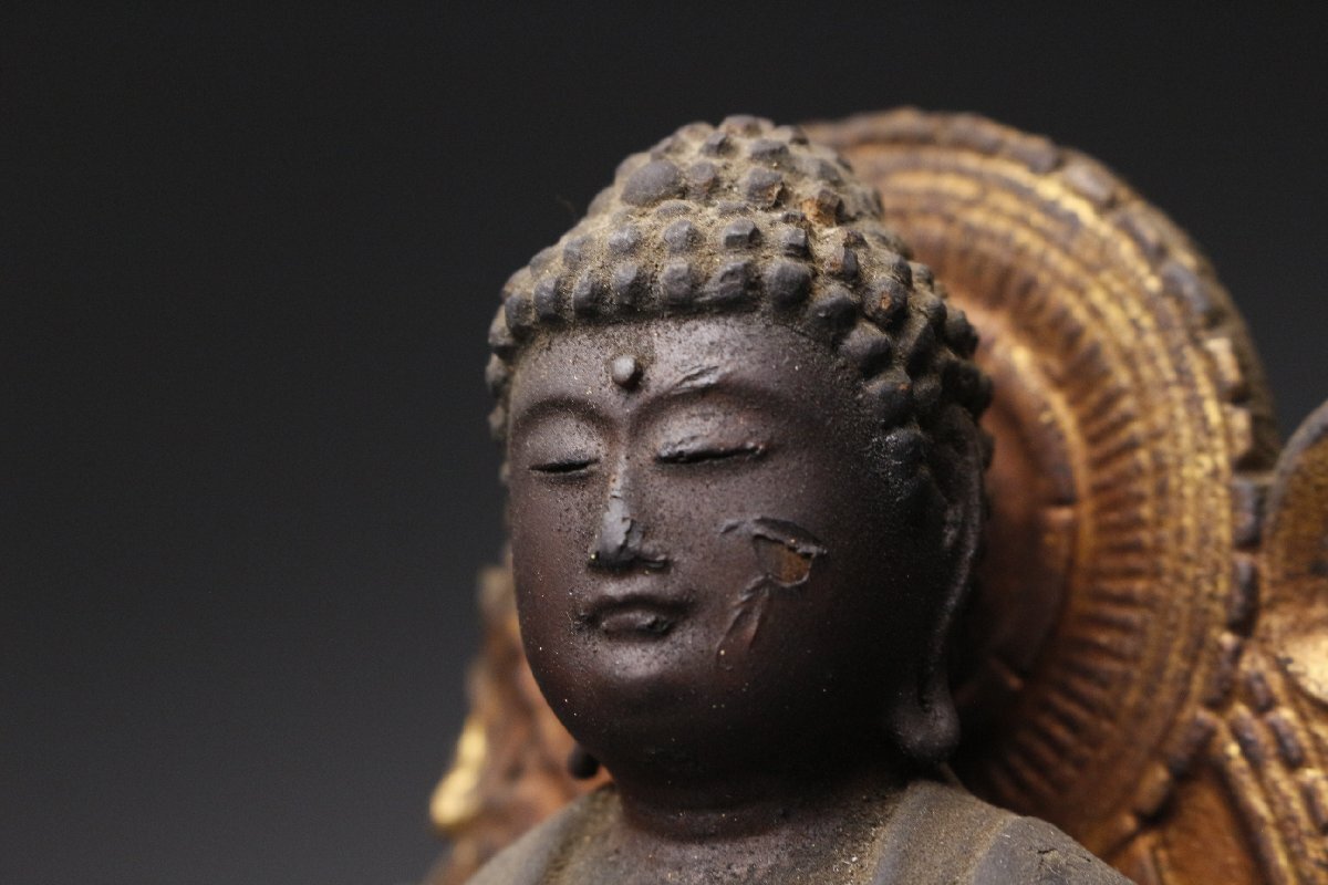 Showa-Era Gilt Wood Standing Amida Buddha in Zushi Shrine — 31.5 cm — Japanese Buddhist Sculpture with Lacquered Gilt Cabinet