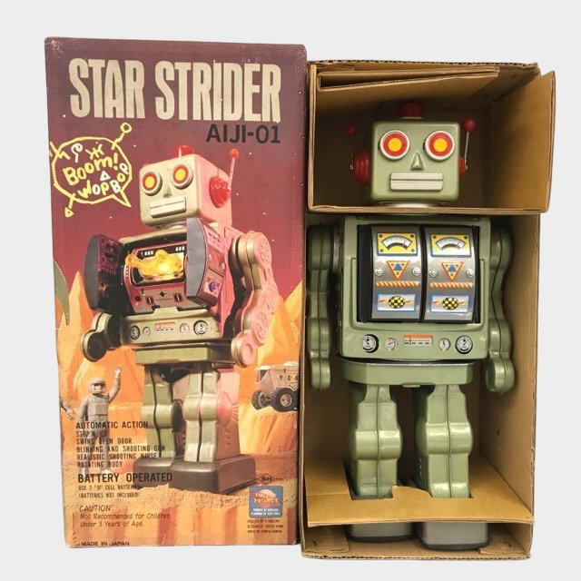 Vintage Japanese Star Strider AIJI-01 Tin Robot by Horikawa Japan | Boxed Vintage Battery Robot