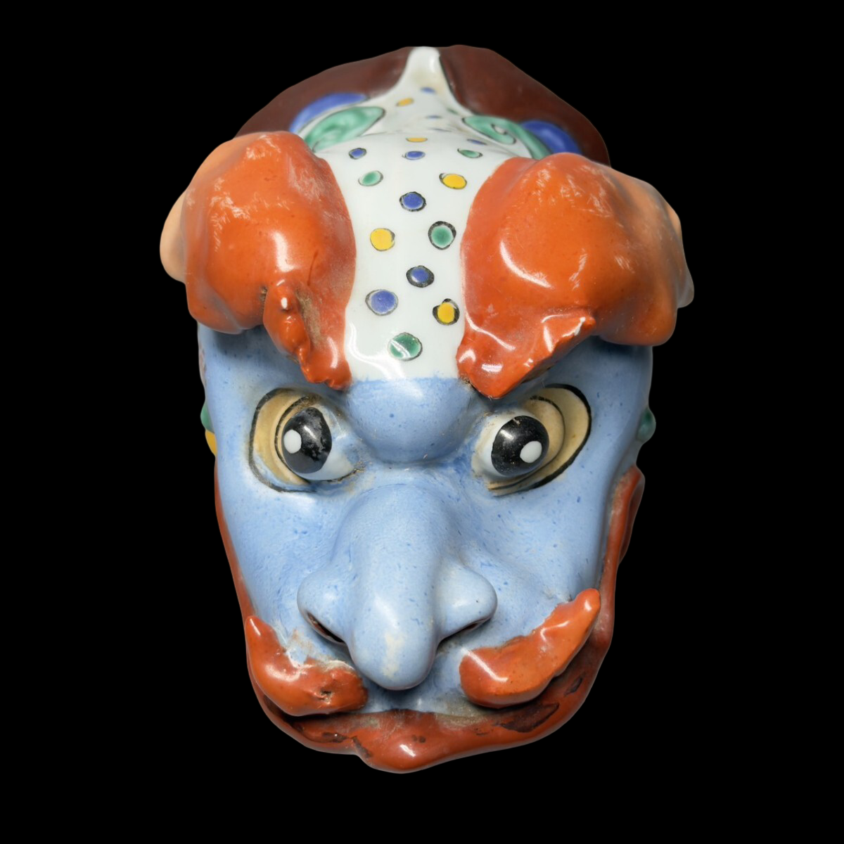 Statement-Scale Polychrome Shishi Incense Burner Okimono — Japanese Ceramic Guardian Lion Koro (~30 cm)