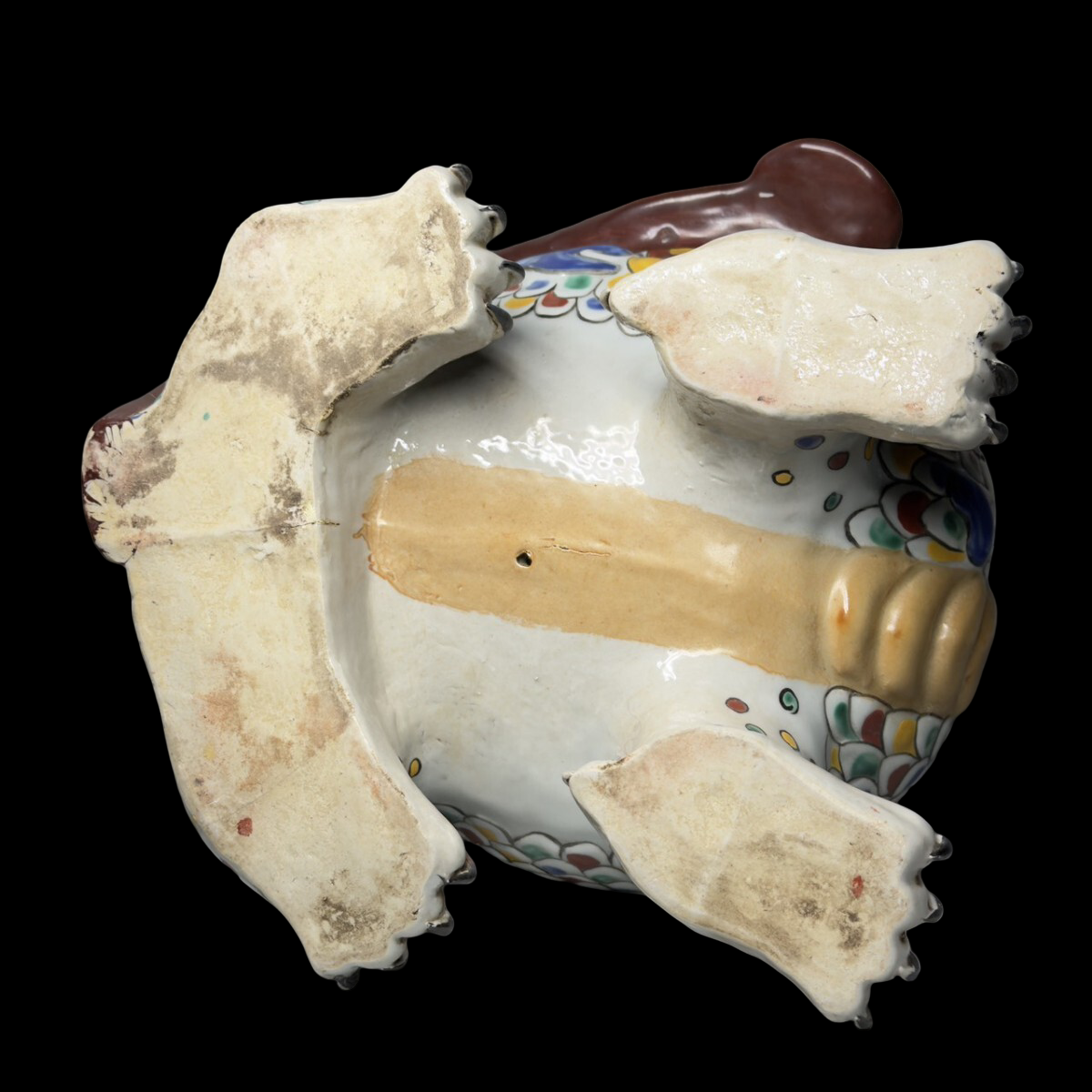 Statement-Scale Polychrome Shishi Incense Burner Okimono — Japanese Ceramic Guardian Lion Koro (~30 cm)