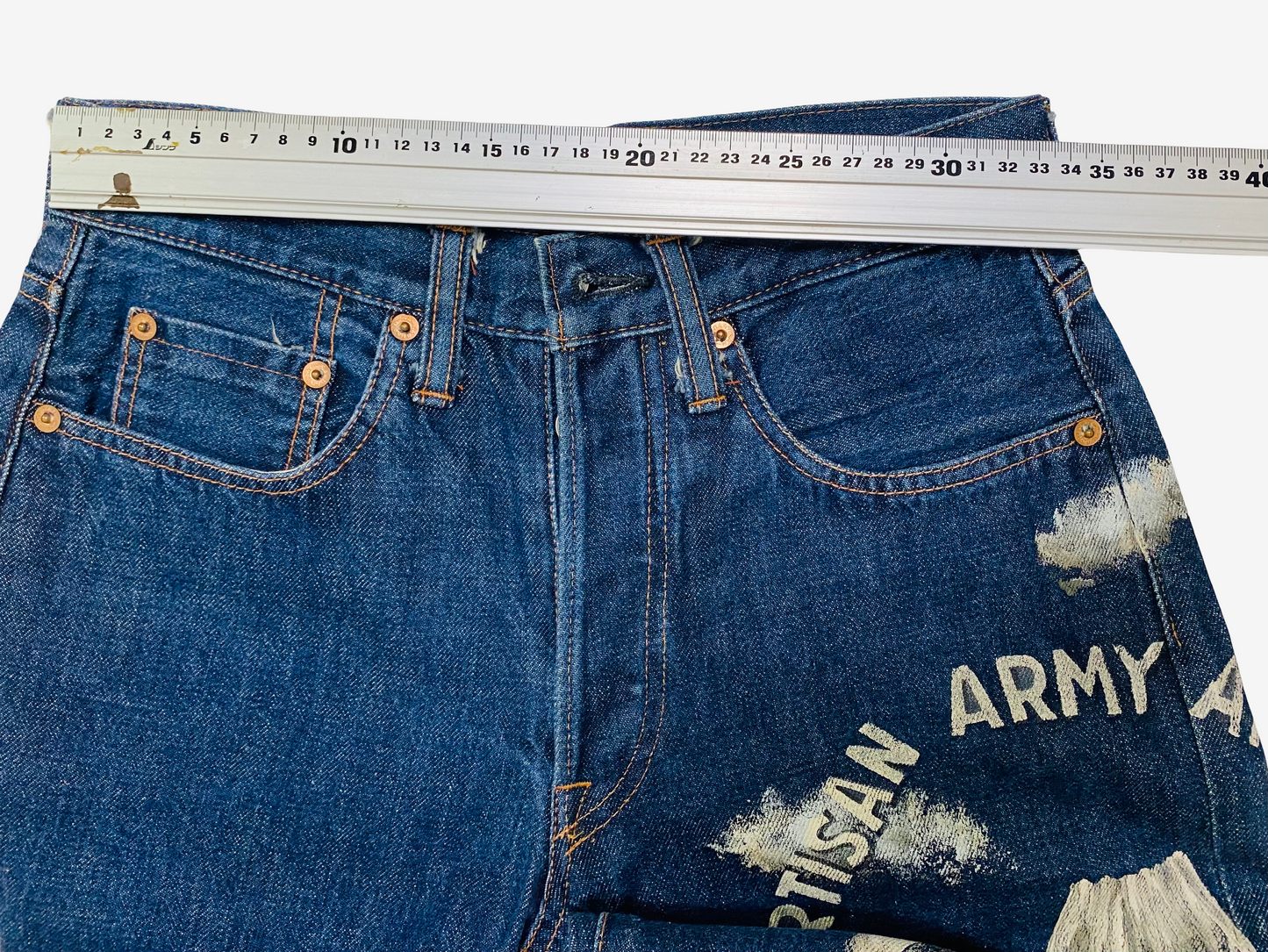 Rare Studio D’Artisan 303 Hand Painted Jeans W28 Japanese Denim Mount Fuji Osaka Pig Art Straight Leg Vintage Workwear