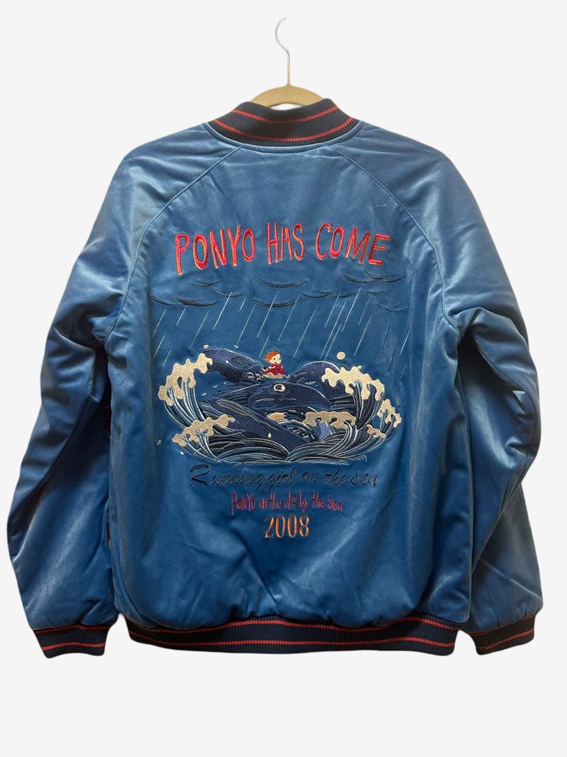 Studio Ghibli Ponyo Sukajan Jacket GBL Embroidered Bomber XL Blue Ocean 2008 Anime Japan Rare Collector Piece