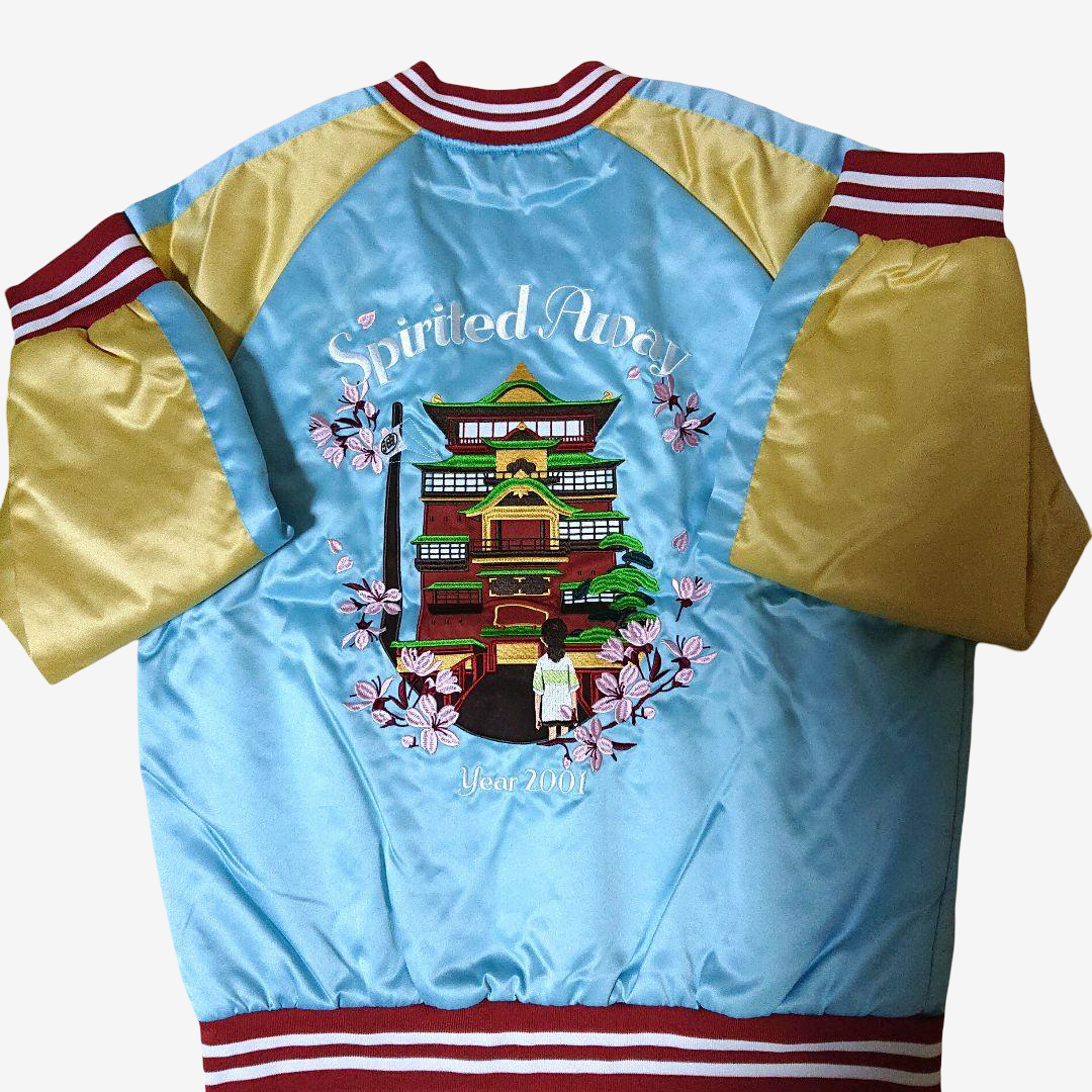 GBL Spirited Away Sukajan Jacket Studio Ghibli Bathhouse Embroidered Jacket Vintage Style Japan Anime Souvenir Jacket