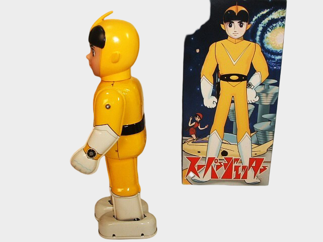 Super Jetter Tinplate Wind-Up Figure — Biriken Shokai Showa Sci-Fi, Boxed