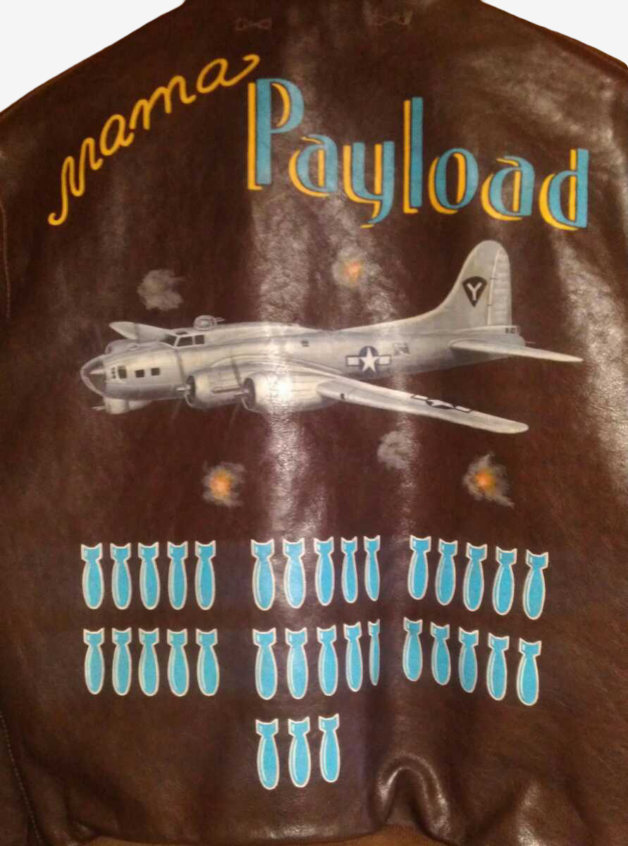 THE FEW A-2 Red Tails Mama Payload Jacket Size 38 Hand Painted WWII Bomber Nose Art Leather Jacket