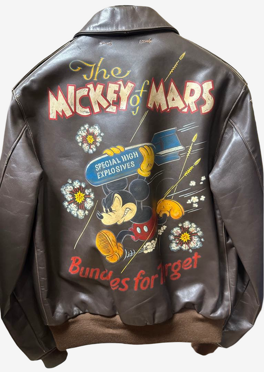 THE REAL McCOY’S A-2 Flight Jacket Hiroshi Okamoto Hand Painted Mickey of Mars Art Piece