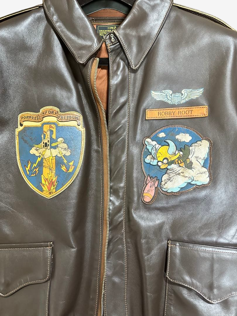 THE REAL McCOY’S A-2 Flight Jacket Hiroshi Okamoto Hand Painted Mickey of Mars Art Piece