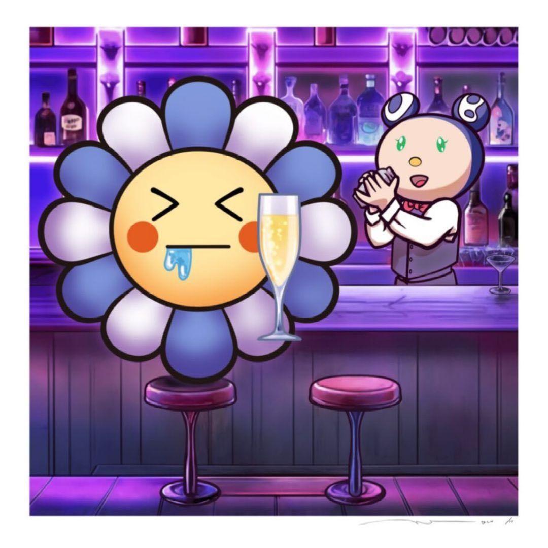 Takashi Murakami Flower #3167 Drunk with Champagne ED10 Rare UR Print Murakami Flowers Artwork
