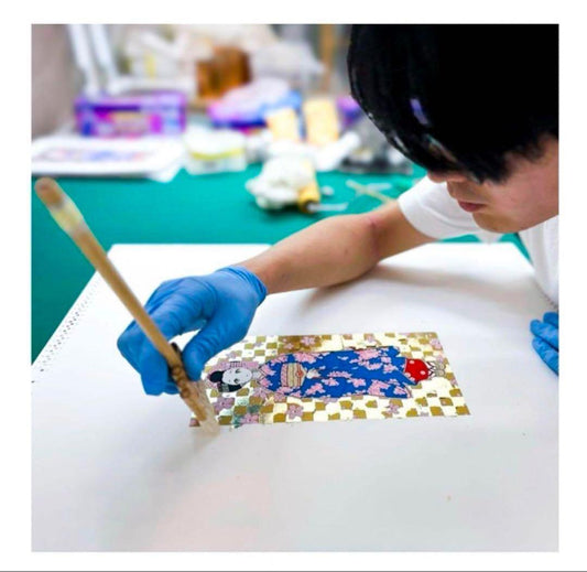 Takashi Murakami Maiko-san Tanzaku Gold Leaf ED100 Signed Limited Edition Print Kyoto Bijin Art