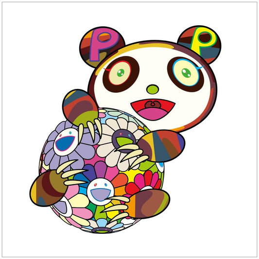 Takashi Murakami Panda Flower Ball Silkscreen ED100 Rare Child Panda Hugging Flower Sphere Print Kaikai Kiki Art