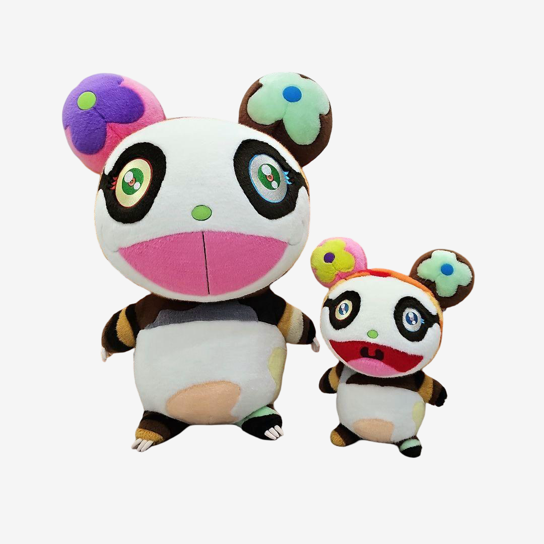 Rare 2-Piece Louis Vuitton x Takashi Murakami Panda Plush GI1417 Superflat Art Toy Kaikai Kiki Character Collectible Figure Doll Toys Japan