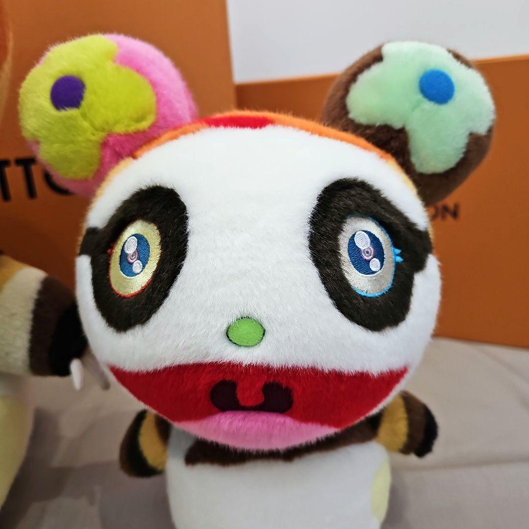 Rare 2-Piece Louis Vuitton x Takashi Murakami Panda Plush GI1417 Superflat Art Toy Kaikai Kiki Character Collectible Figure Doll Toys Japan