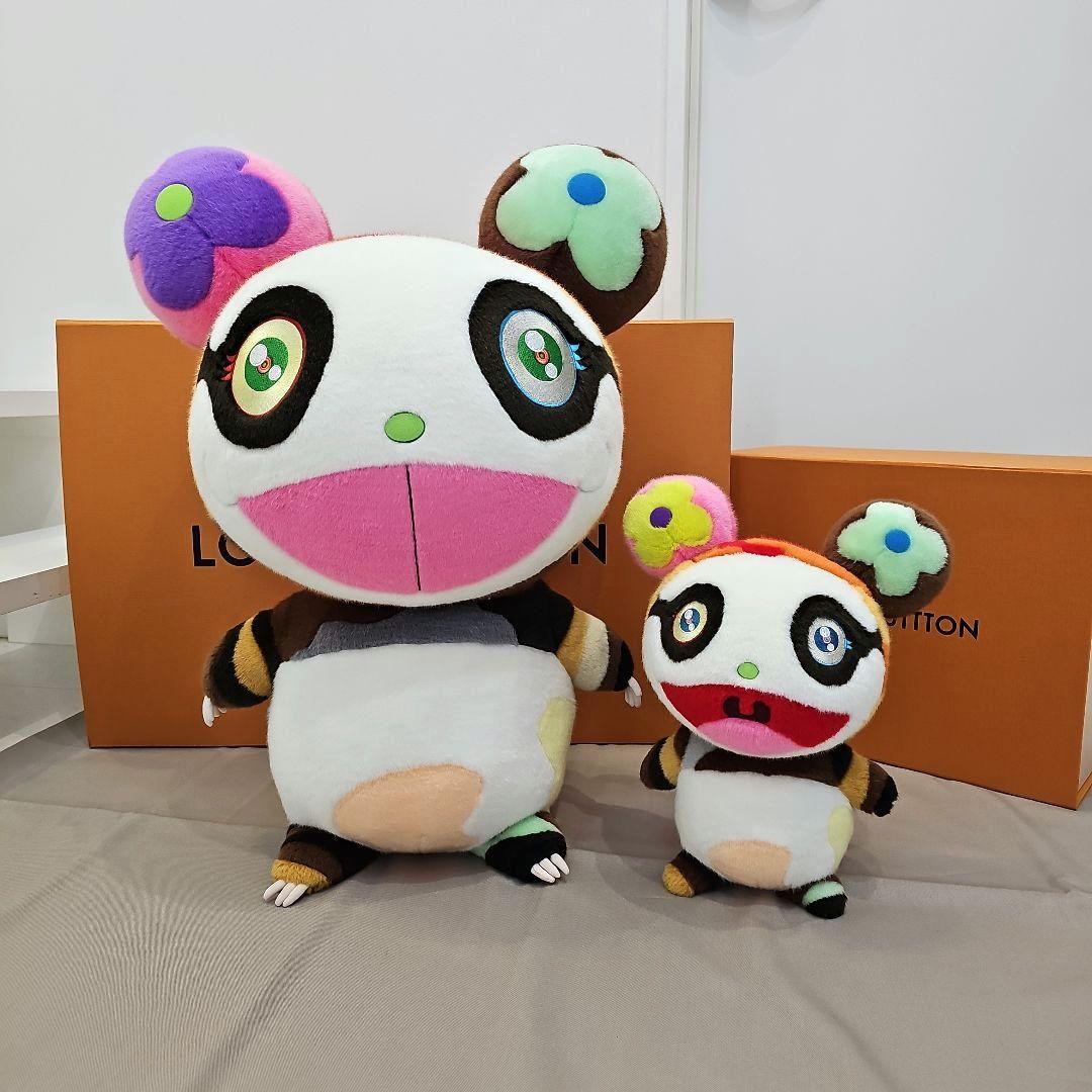 Rare 2-Piece Louis Vuitton x Takashi Murakami Panda Plush GI1417 Superflat Art Toy Kaikai Kiki Character Collectible Figure Doll Toys Japan