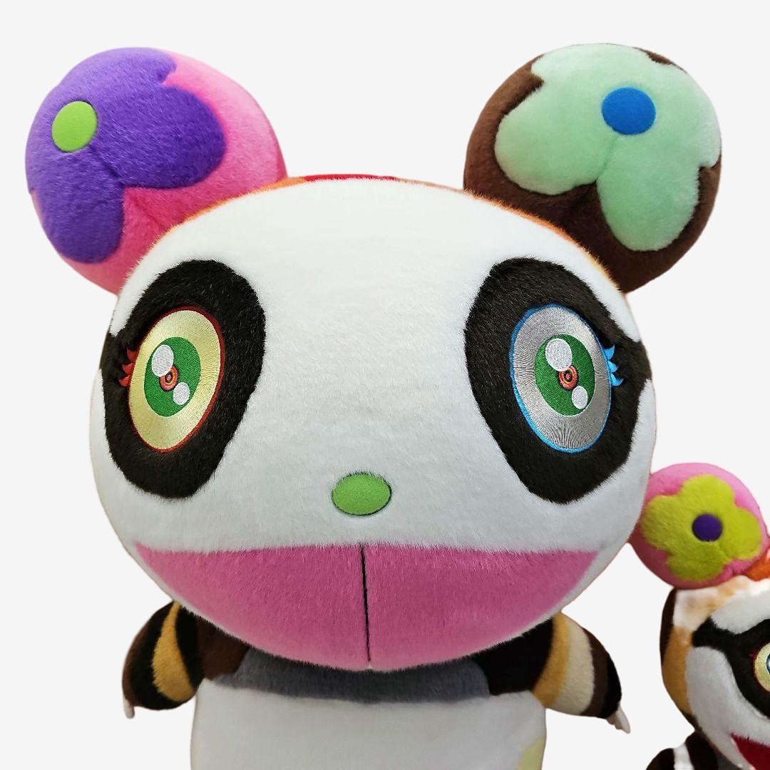 Rare 2-Piece Louis Vuitton x Takashi Murakami Panda Plush GI1417 Superflat Art Toy Kaikai Kiki Character Collectible Figure Doll Toys Japan