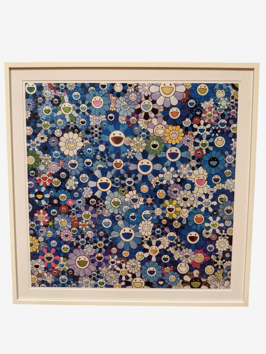 Takashi Murakami Shangri La Blue ED300 Signed Silkscreen Flower Field Kaikai Kiki Contemporary Japanese Art