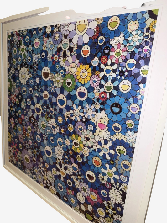 Takashi Murakami Shangri La Blue ED300 Signed Silkscreen Flower Field Kaikai Kiki Contemporary Japanese Art