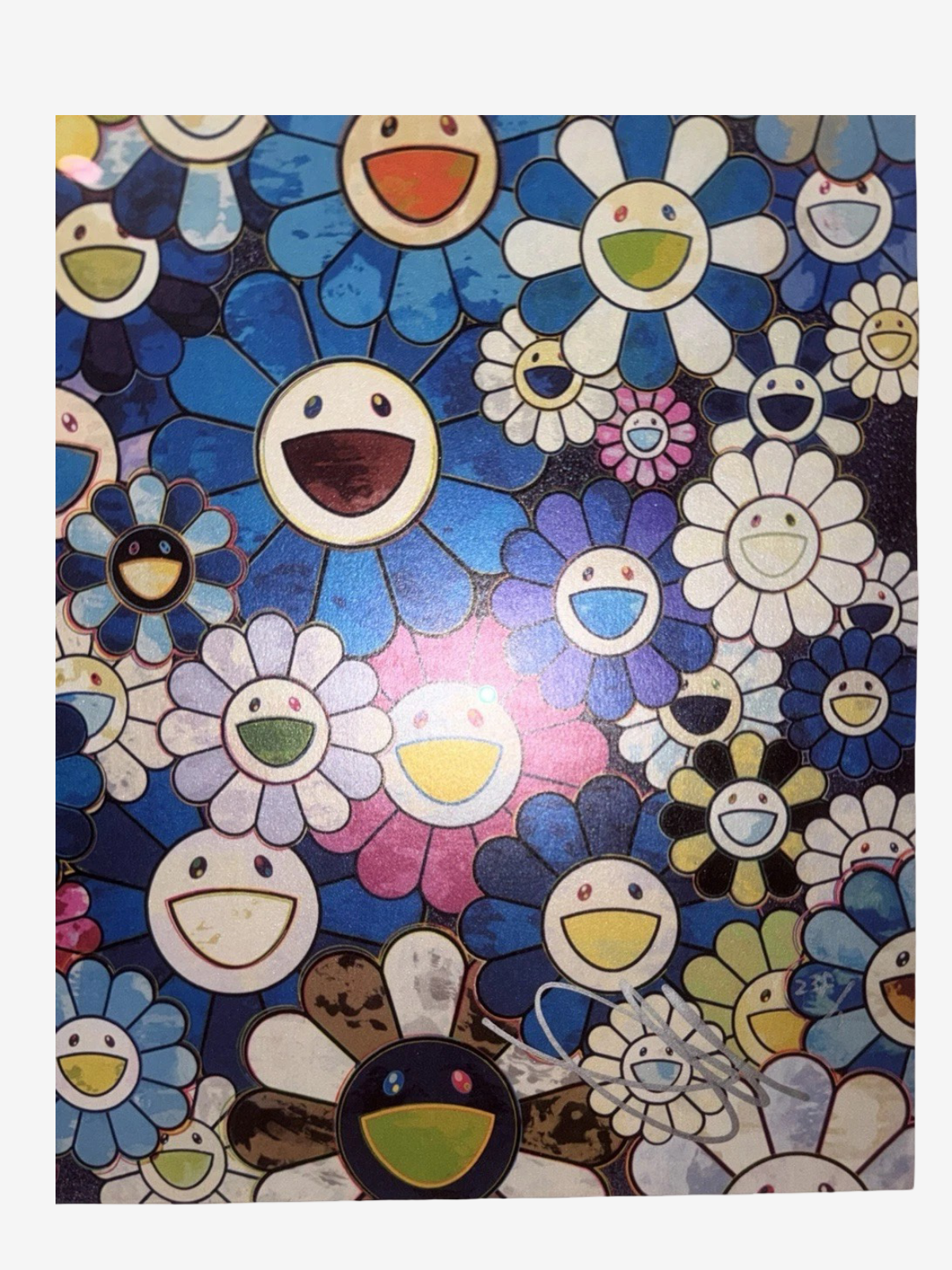 Takashi Murakami Shangri La Blue ED300 Signed Silkscreen Flower Field Kaikai Kiki Contemporary Japanese Art