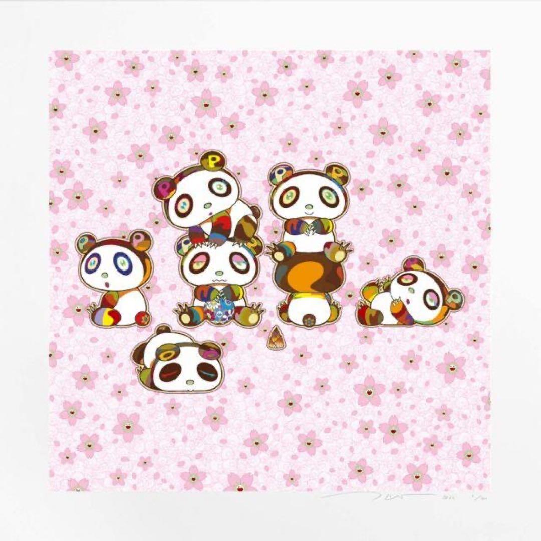 Takashi Murakami Signed ED100 Baby Panda Silkscreen Print Sakura Background Kaikai Kiki Rare Character Series Artwork