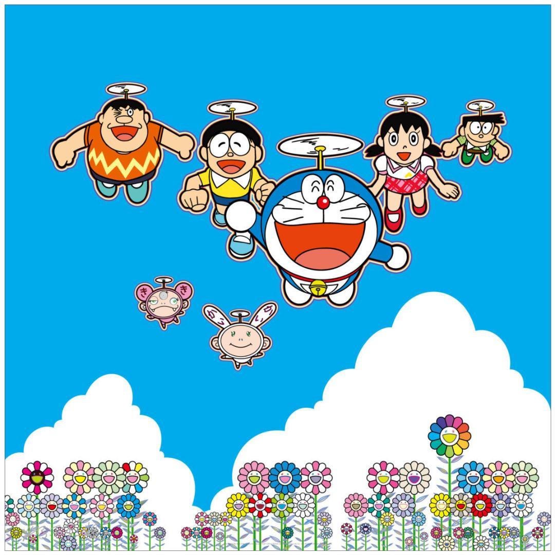 Takashi Murakami x Doraemon Poster “Annakoto Konnakoto Dekitara Iina” Rare Anime Art Collaboration Flower Field Sky Scene