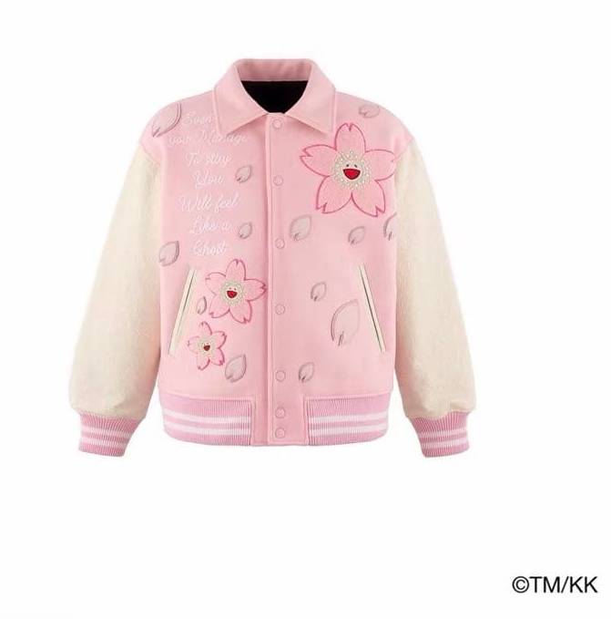 Takashi Murakami x Saint Mxxxxxx Cherry Blossom Varsity Jacket Pink Flower Smile Rare Collector Streetwear Piece Size S
