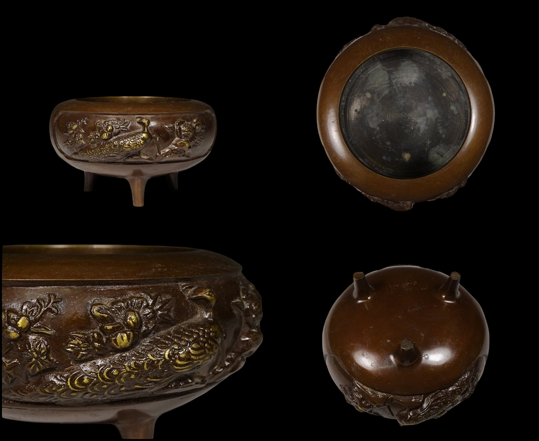 Temple-Grade Five-Piece Buddhist Altar Implement Set (Gogusoku) — Heavy Cast Metal, Complete Matched Ensemble