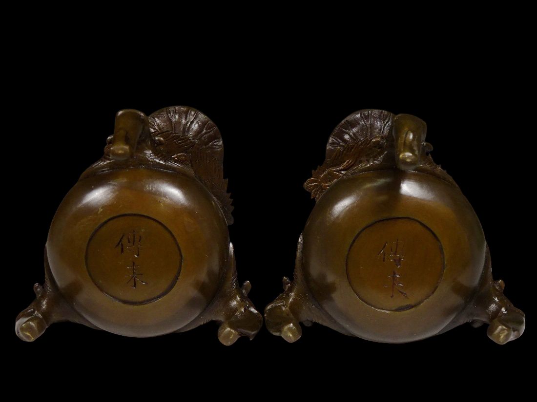 Temple-Grade Five-Piece Buddhist Altar Implement Set (Gogusoku) — Heavy Cast Metal, Complete Matched Ensemble