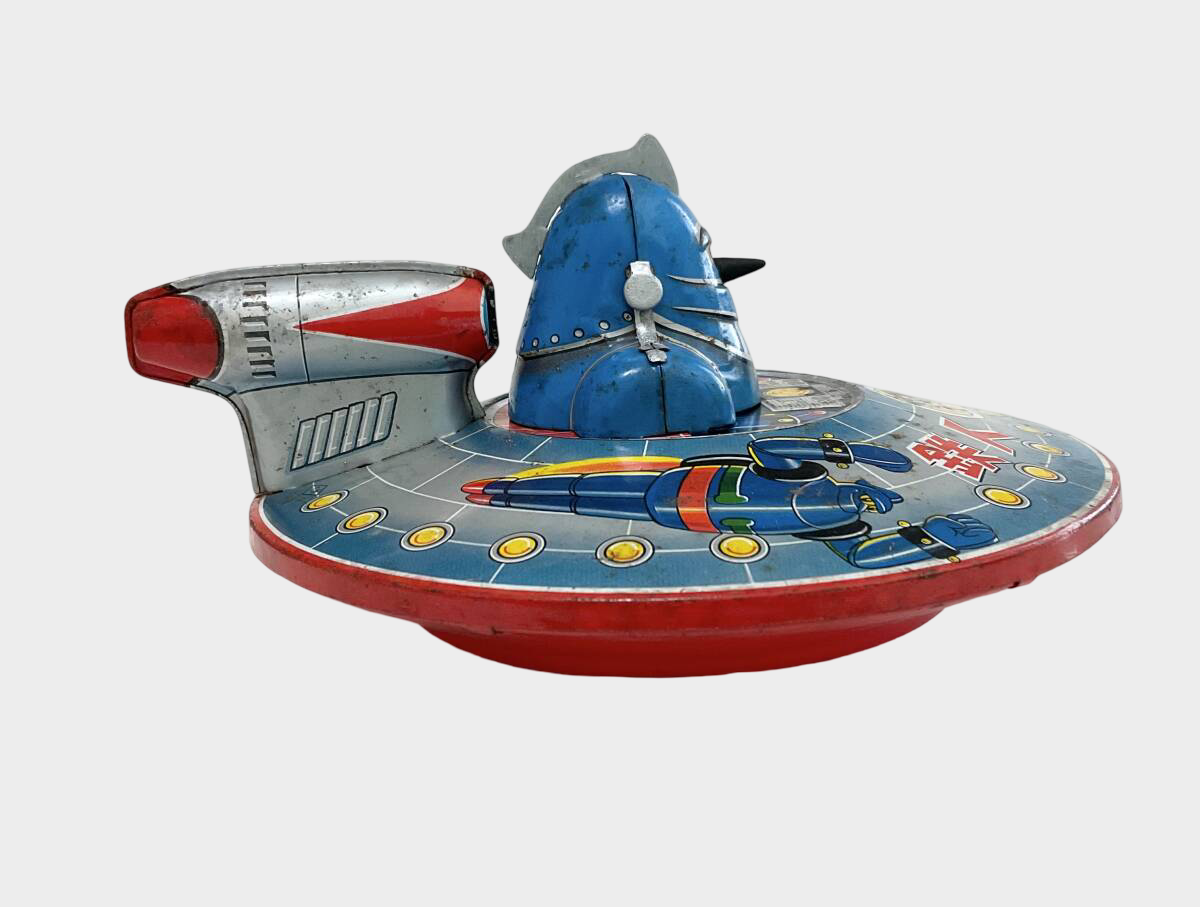 Tetsujin 28-go Tin Disc Robot — 1960s Nomura Japanese Friction Toy Flying Saucer