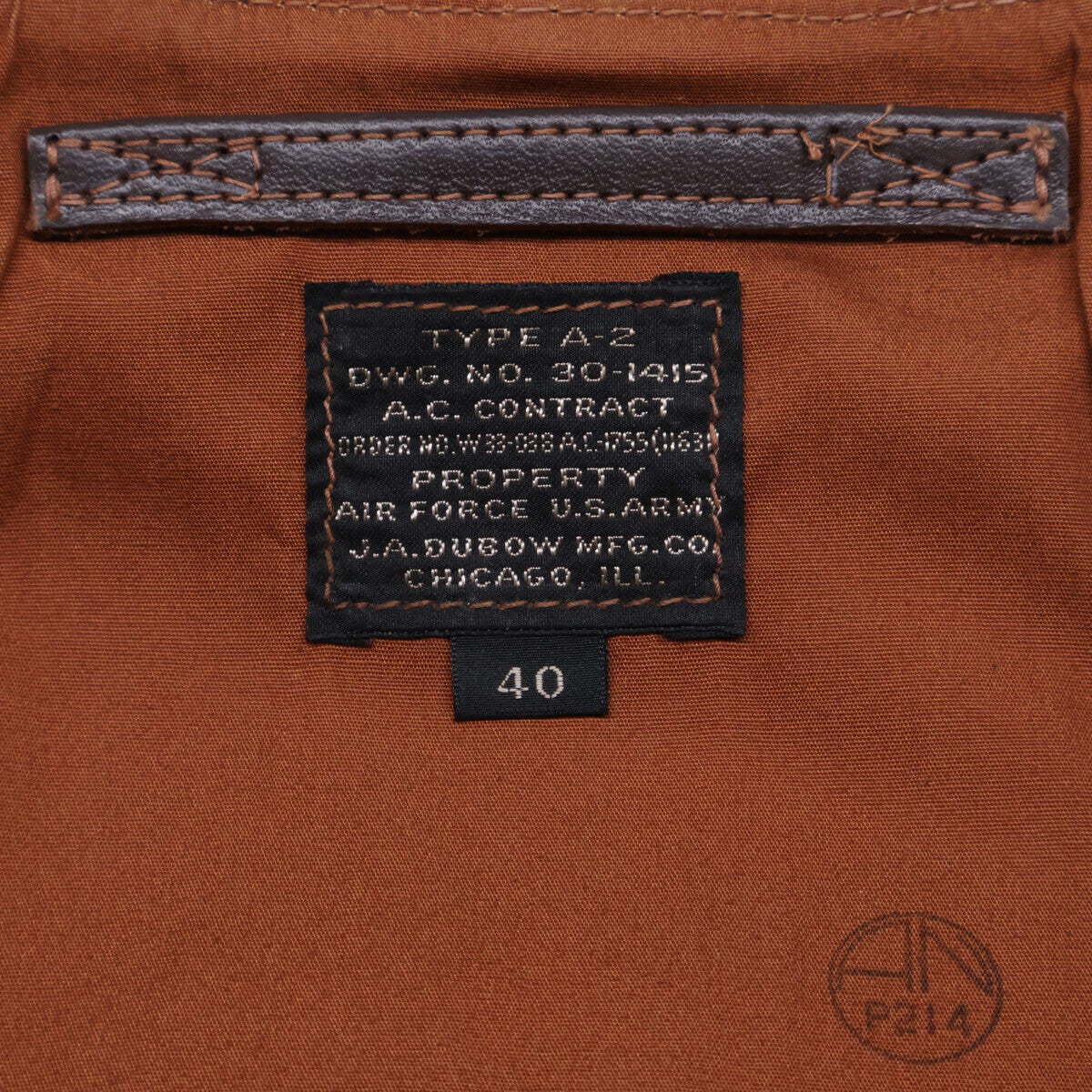 The Few J.A. Dubow A-2 Flight Jacket Horsehide Size 40 30-1415 Custom Patch Japan